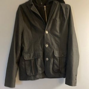 Buffalo suit jacket with attachable hoodie, jacket, that snaps on and off